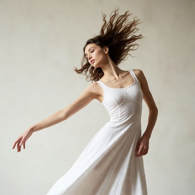 Woman dancing with flowing hair