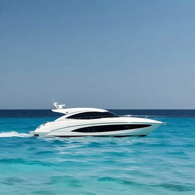 White luxury yacht sailing turquoise sea