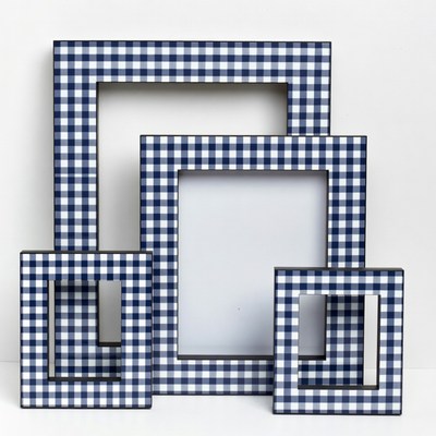 Navy Blue Gingham Picture Frames