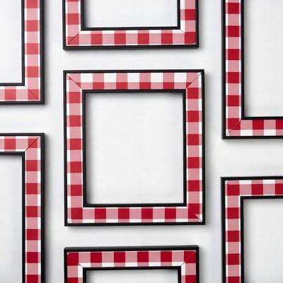 Red Gingham Picture Frames on White Wall