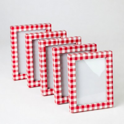 Five Red Gingham Picture Frames