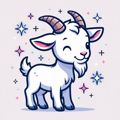 Cute cartoon baby goat with stars