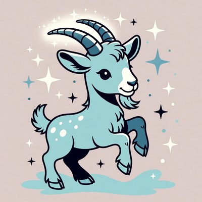 Cute blue baby goat illustration