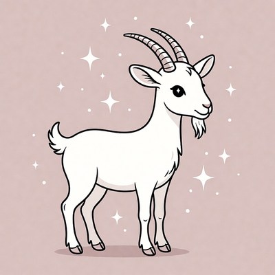 Cute white goat illustration