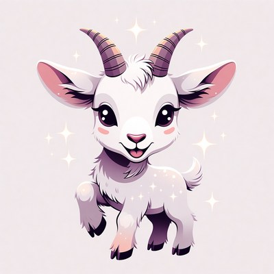 Cute cartoon baby goat