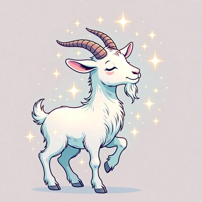 Cute cartoon goat with stars