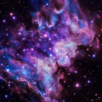 Vibrant purple nebula in deep space