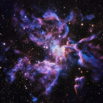 Vibrant Blue Nebula in Deep Space