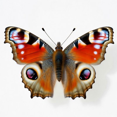 Peacock Butterfly on White Background
