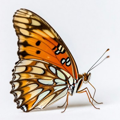 Orange butterfly with white spots