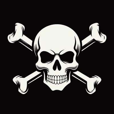 White Skull and Crossbones Symbol
