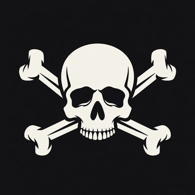 White Skull and Crossbones Symbol