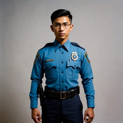 Asian male police officer in uniform