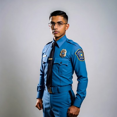 Latino police officer in uniform
