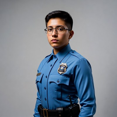Latino police officer in uniform