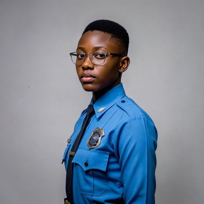 African-American woman in police uniform