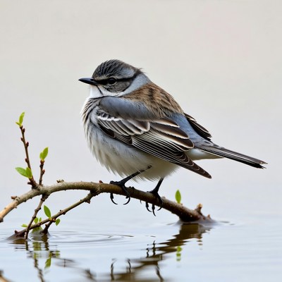 Gray Wagtail perched on branch