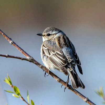 Gray bird perched on branch