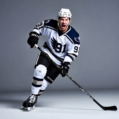 NHL Hockey Player Number 91 Skating