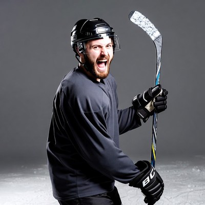 Man holding hockey stick