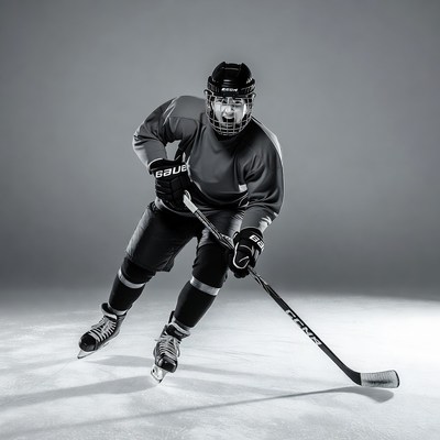 Hockey player skating with puck