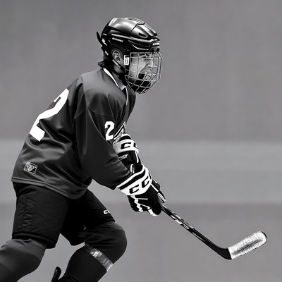 Boy playing hockey with stick
