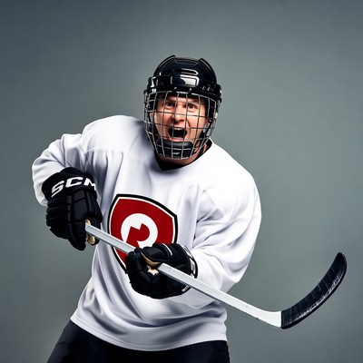 Man playing hockey with stick