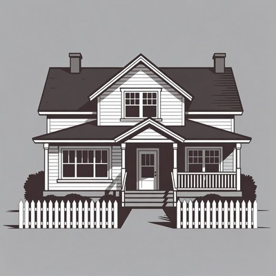 Classic White House with Picket Fence