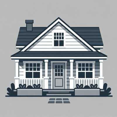 Cartoon White House with Porch