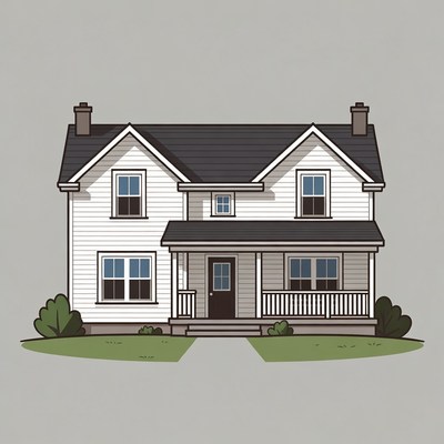 White Two-Story House with Porch