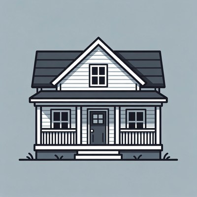 Line Art House with Porch