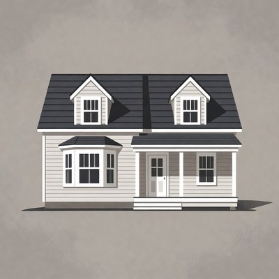 White house with porch illustration