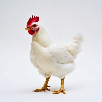 White rooster on isolated background