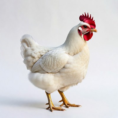 White hen with red comb