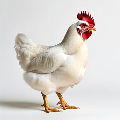 White hen with red comb
