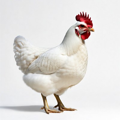 White hen standing isolated