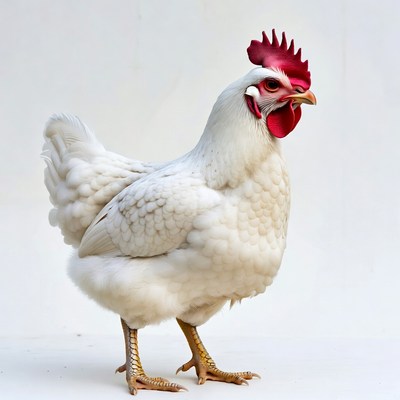 White hen with red comb