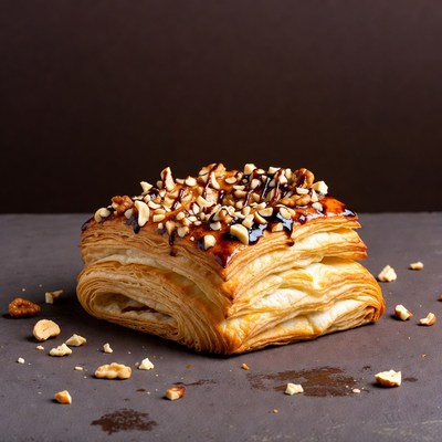 Walnut Croissant with Caramel Drizzle