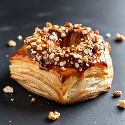 Caramel Walnut Puff Pastry Donut