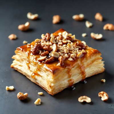 Caramel Walnut Puff Pastry Square