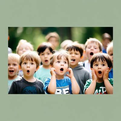 Group of children surprised outdoors