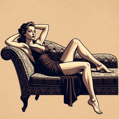 Woman lounging on chaise lounge