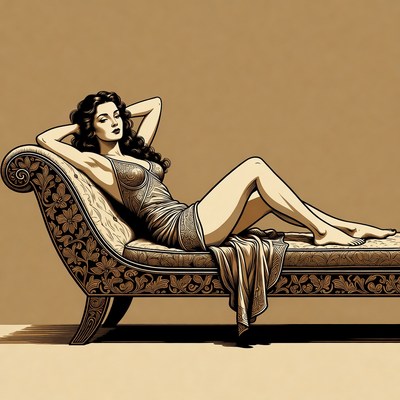 Woman lounging on chaise lounge