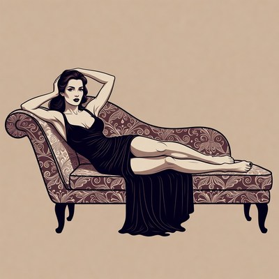 Woman lounging on chaise lounge