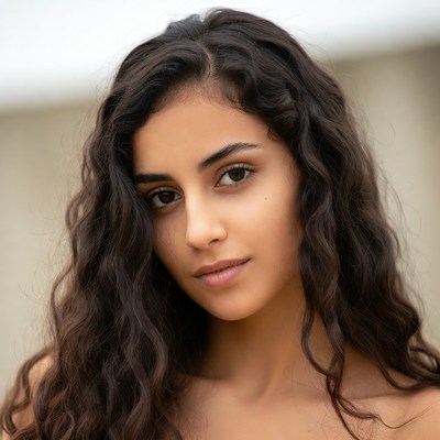 Beautiful woman with curly brown hair