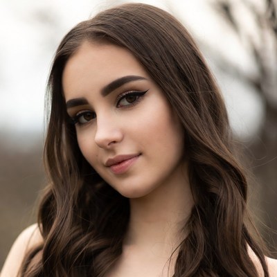 Young woman with long brown hair