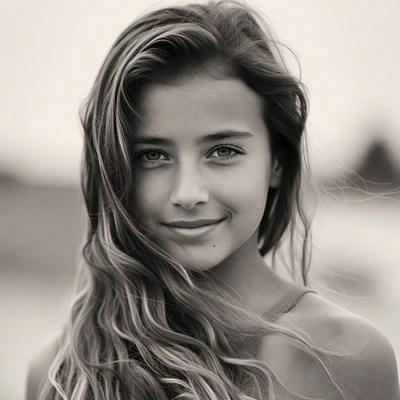 Smiling young woman with wavy hair