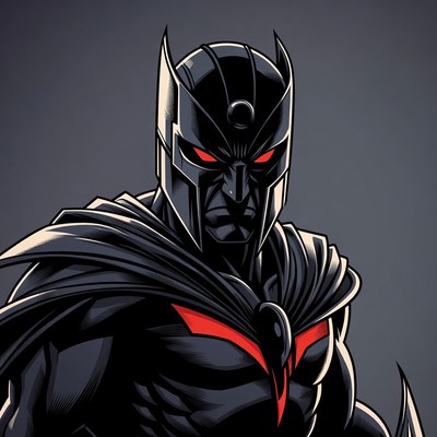 Dark Batman Illustration with Red Eyes