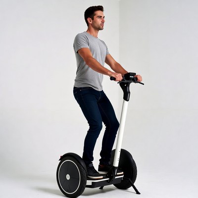 Man riding white Segway