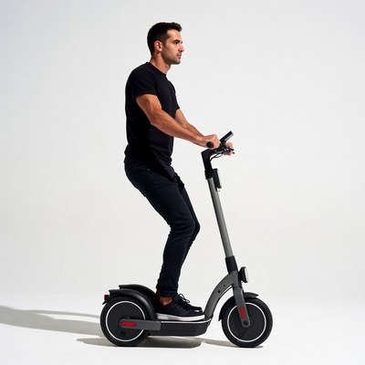 Man riding electric scooter